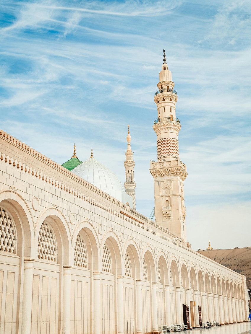 The Prophet's Mosque in Madinah at golden hour
